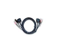 ATEN 2L-7D02UI - Câble vidéo / USB / audio - USB, mini-phone stereo 3.5 mm, DVI-I (M) pour mini-phone stereo 3.5 mm, USB type B, DVI-I (M) - 1.8 m -