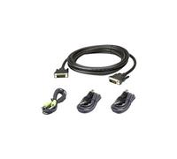 Aten KVM Câble de raccordement [1x DVI-D mâle, USB 2.0 type A mâle, Jack mâle 3.5 mm - 1x DVI-D mâle, USB 2.0 type A femelle, Jack mâle 3.5 mm] 3.00 m noir