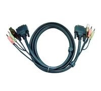 ATEN 2L-7D05U - Câble vidéo / USB / audio - USB, mini-phone stereo 3.5 mm, DVI-D (M) pour mini-phone stereo 3.5 mm, USB type B, DVI-D (M) - 5 m