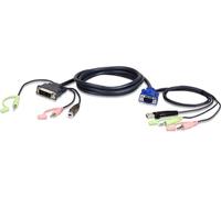 ATEN 2L-7DX3U Kit de câbles KVM, VGA vers DVI-A, USB, audio, longueur 3m