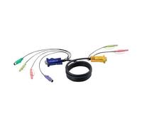 Aten Câble KVM 2L5302P 1,8 m 2 x PS/2 SPHD 3-en-1 VGA audio 2 x 3,5 mm Noir