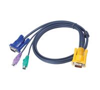 ATEN 4ft PS/2 - 1,2 m - PS/2 - PS/2 - VGA - Noir - 2 x 6 pin mini-DIN M - 1 x HDB-15 M
