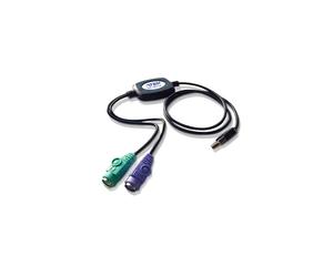 ATEN Adaptateur PS/2 vers USB UC10KM-AT, câble 0.9m, connecteurs 2x Mini-DIN 6-p Mâle vers USB-A Femelle, compatible Windows, macOS, Linux