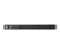ATEN Basis 1 HE PDU mit Überspannungsschutz - Standard - 1U - Aluminium - Schwarz - 9 AC-Ausgänge - C13-Koppler - C19-Koppler (PE0209SG)