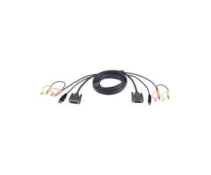 ATEN Câble KVM 2L-7D02UD DVI-D Dual Link 1.8m avec connecteurs DVI-D, USB A/B, 3.5mm, compatible CS1642, CS1644, CS1782A, CS1784A, CS1788