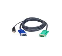 ATEN Câble KVM USB 2.0 2L-5201U 1.2m Connecteur SPHD-15 vers HD-15 + USB A Mâle Noir Compatible CE700A CL5708M CL5716M et plus