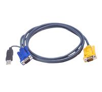 ATEN Câble KVM USB 3m avec SPHD 3 en 1 et convertisseur PS/2 vers USB intégré - 3 m - VGA - Noir - HDB-15 + USB A - SPHD-15 - Mâle
