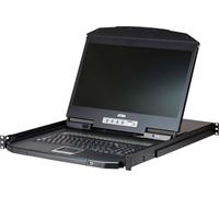 ATEN CL3116NX Commutateur KVM 16x, PS/2-USB VGA Single Rail Commutateur KVM LCD 18,5" à faible profondeur, DE-Layout