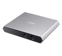 Aten Commutateur Dock 2 ports USB-C Gen 1 avec Power Pass-through - Pour Notebook/Smartphone - 100 W - USB Type C - 4 ports USB - HDMI - Filaire