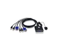 ATEN Commutateur KVM 2 Ports USB VGA CS22U-AT avec Sélecteur de Port Distant, Résolution QXGA 2048x1536, Ports USB 2.0, Alimentation 5V