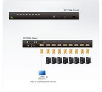 Aten CS1708A CS1708A Commutateur KVMP 8 ports PS/2, USB, montage en rack 19 pouces