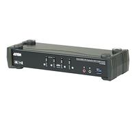 ATEN Commutateur KVMP CS1924M – 4 ports USB 3.0, DisplayPort 4K MST, câbles inclus, noir