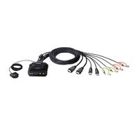 Aten Commutateur KVM 2 ports USB HDMI 4K avec câble et sélecteur de port à distance