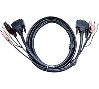 Aten KVM Câble de raccordement [2x Jack mâle 3.5 mm, DVI mâle 18+1 pôles, USB 2.0 type A mâle - 2x Jack mâle 3.5 mm, DVI mâle 18+1 pôles, USB 2.0 type A mâle]