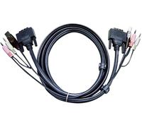 Aten KVM Câble de raccordement [2x Jack mâle 3.5 mm, DVI mâle 24+1 pôles, USB 2.0 type A mâle - 2x Jack mâle 3.5 mm, DVI mâle 24+1 pôles, USB 2.0 type B mâle]