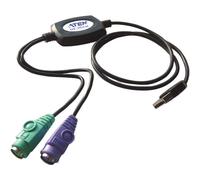 ATEN UC10KM Convertisseur USB vers PS/2, USB mâle A vers 2x PS/2 femelle, 90cm
