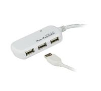 ATEN Rallonge USB 2.0 avec concentrateur à 4 ports – 12 m, 480 Mbit/s, blanc, plastique
