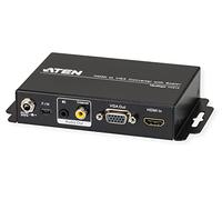 ATEN Convertisseur HDMI-VGA avec convertisseur de format d’image - Convertisseur vidéo scaler - Noir - Métal - 1920 x 1200 pixels - 800 x 600,1024 x 768,1280 x 1024,1280 x 720,1400 x 1050,1600 x 1200,