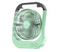 ATEngeus Ventilateur USB, 10000 mAh Rechargeable Batterie, 4 vitesses, Ventilateur de Camping 8", Pivotant à 180°, lumière LED, Minuterie, Ventilateur pour le camping, les voyages