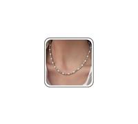 Atentuyi Boho Mariage Blanc Ovale Mini Collier De Perles Or Petit Collier Mince Bleu Minuscule Sarcelle Collier Ras Du Cou Simple Chaîne Délicate Mignon Collier Minimaliste Pour Les Femmes