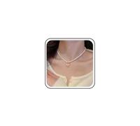 Atentuyi Boho Mariage Émail Rose Collier Pendentif Coeur Or Blanc Perle Collier Fin Simple Chaîne Minimaliste Mini Fleur Tour De Cou Dainty Small Floral Cute Tiny Rose Collar Delicate For Women