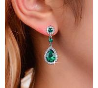 Atentuyi Boucles D'oreilles Émeraude De Mariage Boucles D'oreilles Argentées Boucles D'oreilles Émeraude Boucles D'oreilles Cz Boucles D'oreilles Émeraude Boucles D'oreilles Cristal Cz Femmes Filles