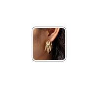 Atentuyi Boucles d'oreilles punk épaisses triples créoles dorées larges boucles d'oreilles créoles rondes et épaisses boucles d'oreilles en forme de dôme bijoux pour femmes et filles