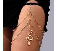Atentuyi Chaîne De Cuisse En Couches Chaîne De Cuisse Punk Serpent Doré Chaîne De Cuisse Harnais Élastique Bikini Boho Body Chain Summer Beach Snake Leg Jewelry For Women And Girls