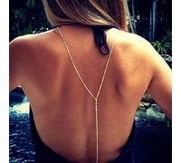 Atentuyi Collier De Cristal De Fond De Mariage Collier Argenté Longue Chaîne Collier Y Strass Collier De Fond De Mariage Collier Lariat Bikini Cz Body Chain Boho Body Jewelry For Women And Girls