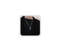 Atentuyi Silver Collier Croix Homme Collier Croix Creuse Jesus Collier Pendentif Croix Catholique Collier Ras De Cou Vintage Religion Collier Crucifix Maillon Chaîne Fine Pour Femmes Et Filles