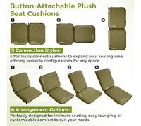 ATEPA Lot De 2 Coussins De Siège Gonflables Auto-Gonflants en Mousse avec Bouton D’Attache, Coussins D’Assise Gonflables pour Voyage, Avion, Stade, Camping, Randonnée, Bateau, Concert - Vert Olive