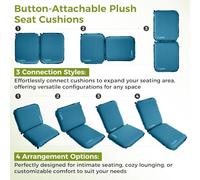 ATEPA Lot De 2 Coussins De Siège Gonflables Auto-Gonflants en Mousse avec Bouton D’Attache, Coussins D’Assise Gonflables pour Voyage, Avion, Stade, Camping, Randonnée, Bateau, Concert - Bleu