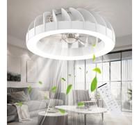 Ateroll Ventilateur Plafond avec Lumiere, 46CM RGB Lustre Ventilateur de Plafond avec Télécommande, 6 Vitesses 3000K-6500K Dimmable Quiet LED Fan Lights Plafond, Timer et mémoire, Pour la Chambre