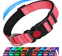 ATETEO Dog Collar, Reflective Dog Collar, Padded Breathable Soft Neoprene Nylon Pet Collar Adjustable for Medium Dogs,Baby Pink,M: 13-19.7 inch