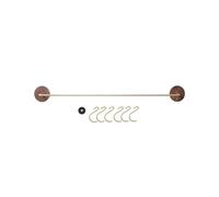 ATEUXOL Barre de Cuisine Murale Crochets de cuisine anti-perforation, support à cuillères en noyer noir, étagères rangement multifonctions, accès pratique aux supports muraux(Model C-60cm)