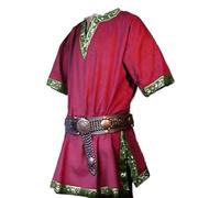 ATEUXOL Costume Vintage pour Hommes Costumes for hommes : chevaliers et guerriers stylés, costumes de jeu rôle sans ceinture(Red,L)