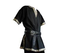 ATEUXOL Costume Vintage pour Hommes Costumes for hommes : chevaliers et guerriers stylés, costumes de jeu rôle sans ceinture(Black,XL)