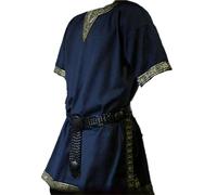 ATEUXOL Costume Vintage pour Hommes Costumes for hommes : chevaliers et guerriers stylés, costumes de jeu rôle sans ceinture(Dark Blue,XXL)