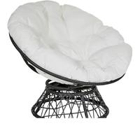 ATEUXOL Coussin de Siège avec Dossier pour Mobilier d'Exté Coussin de siège Rond Simple avec Dossier for hamac Balcon, Housse d'extérieur(White,60x60CM)