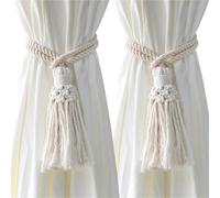 ATEUXOL Crochets De Rideaux TresséS BohèMes Embrasses de Rideau en macramé, Style Boho, Corde, embrasses décoratives tissées, décoration Maison, Salle(2 pcs)