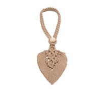 ATEUXOL Crochets De Rideaux TresséS BohèMes Embrasses de Rideaux en macramé Faites à la Main, 1/2 pièces, Support Rideau Forme Feuille, Cravate tressé, décoration Maison Boho(Flaxen 1pc)