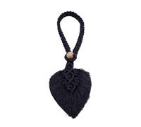 ATEUXOL Crochets De Rideaux TresséS BohèMes Embrasses de Rideaux en macramé Faites à la Main, 1/2 pièces, Support Rideau Forme Feuille, Cravate tressé, décoration Maison Boho(Black 1pc)
