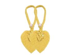 ATEUXOL Crochets De Rideaux TresséS BohèMes Embrasses de Rideaux en macramé Faites à la Main, 1/2 pièces, Support Rideau Forme Feuille, Cravate tressé, décoration Maison Boho(Yellow 2pcs)