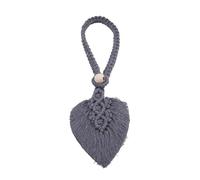 ATEUXOL Crochets De Rideaux TresséS BohèMes Embrasses de Rideaux en macramé Faites à la Main, 1/2 pièces, Support Rideau Forme Feuille, Cravate tressé, décoration Maison Boho(Gray 1pc)