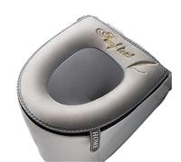 ATEUXOL Housse de Siège de Toilette Siège de Toilette Quatre Saisons Universel, Housse ménage, Coussin d'hiver, Anneau Amovible, Fermeture éclair imperméable, Tapis Salle Bain, WC(Gray)