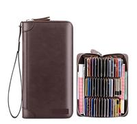 ATEUXOL Porte-Cartes Affaires décontracté RFID Blocage Hommes Carte Pack PU Cuir Fermeture éclair crédit Portefeuille Porte-Cartes Femmes Porte-Monnaie(Coffee 45)