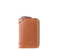 ATEUXOL Porte-Cartes Affaires décontracté RFID Blocage Hommes Carte Pack PU Cuir Fermeture éclair crédit Portefeuille Porte-Cartes Femmes Porte-Monnaie(Brown 12)