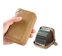 ATEUXOL Porte-Cartes Affaires décontracté RFID Blocage Hommes Carte Pack PU Cuir Fermeture éclair crédit Portefeuille Porte-Cartes Femmes Porte-Monnaie(Wine Red 12)