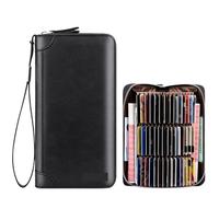 ATEUXOL Porte-Cartes Affaires décontracté RFID Blocage Hommes Carte Pack PU Cuir Fermeture éclair crédit Portefeuille Porte-Cartes Femmes Porte-Monnaie(Black 45)
