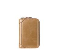 ATEUXOL Porte-Cartes Affaires décontracté RFID Blocage Hommes Carte Pack PU Cuir Fermeture éclair crédit Portefeuille Porte-Cartes Femmes Porte-Monnaie(Khaki 20)